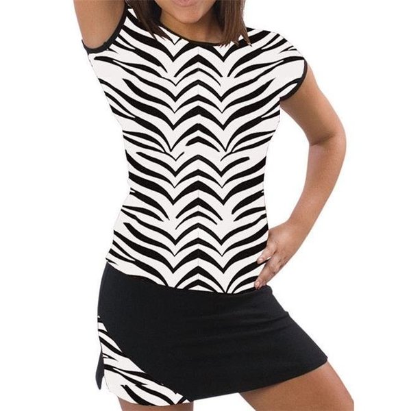 Pizzazz Performance Wear Pizzazz Performance Wear 6800AP -ZEB -AS 6800AP Adult Animal Print Cap Sleeve Tee - Zebra - Adult Small 6800APZEBAS